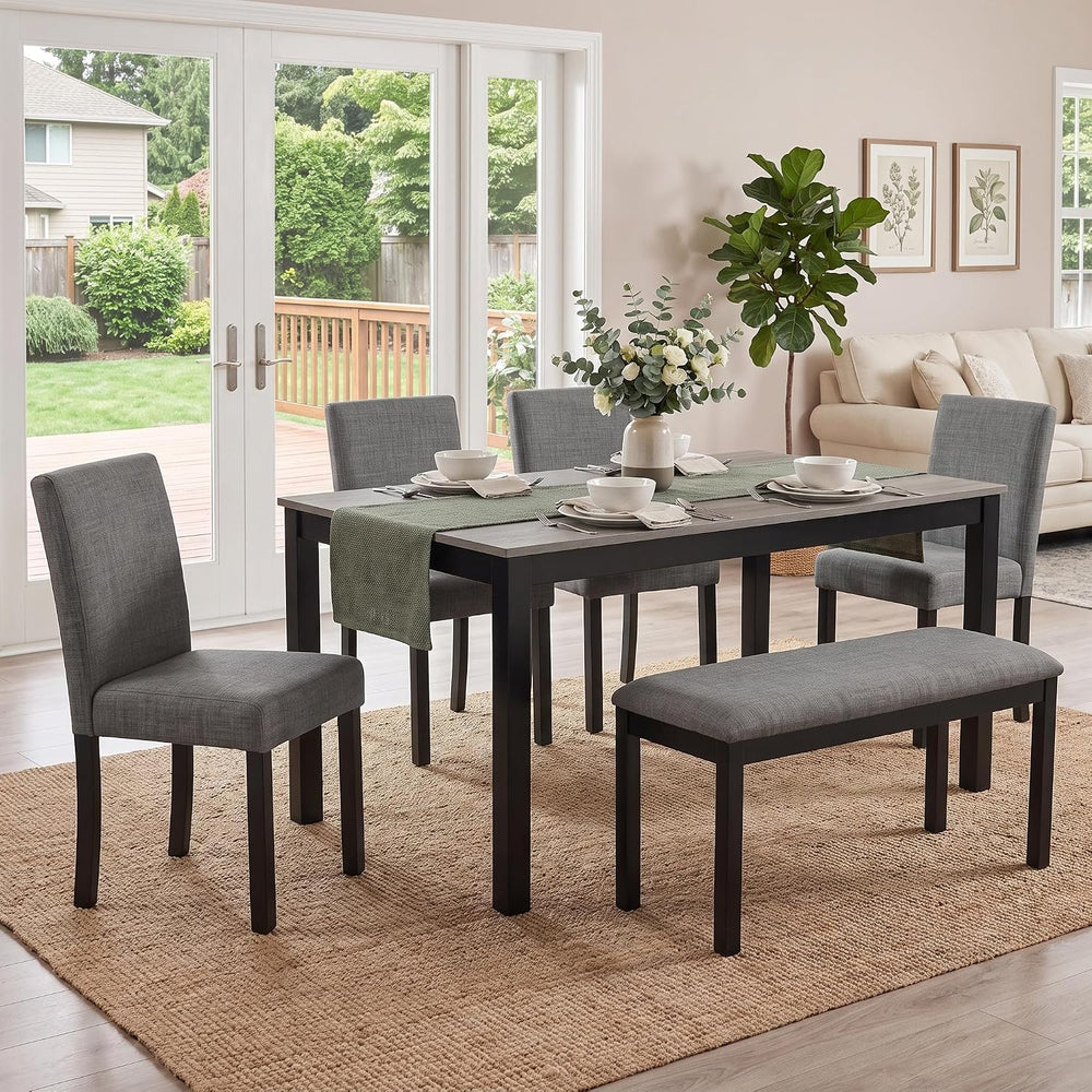 NicBex 6 Piece Farmhouse Dining Table Set, Wooden Dinner Table Set for 6, 58....