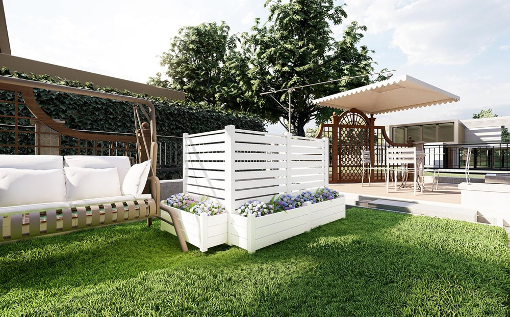 No-Dig Air Conditioner Fence 36" W X 45" H White Vinyl Privacy Fenc...