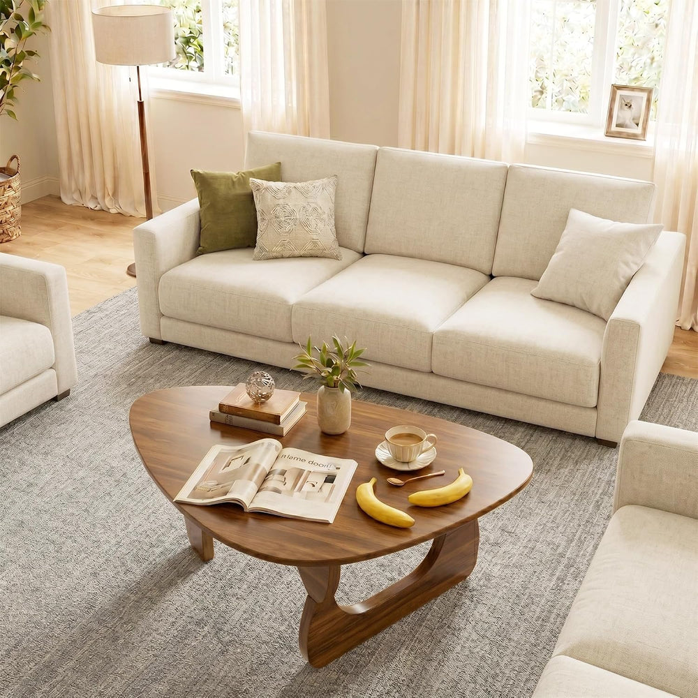 34" Coffee Table for Living Room Mid Century Modern Center Table with So...