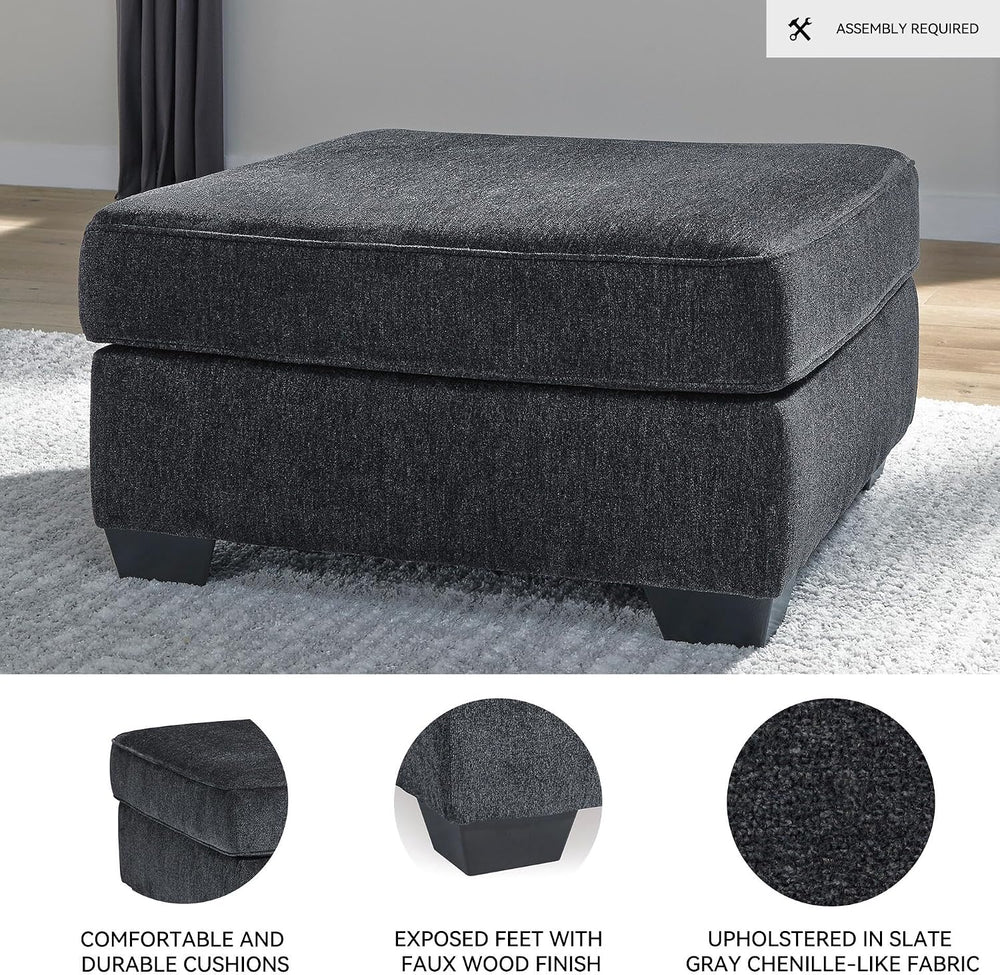 Signature Design by Ashley Altari Oversized Square Ottoman, Slate Gray