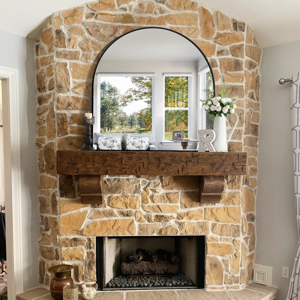 CIRCUMI Arched Wall Mirror, 42"x42" Black Arched Mirror for Entrywa...