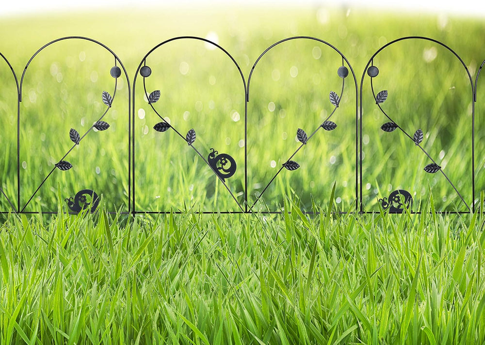24in x 12ft Decorative Garden Fence 6 Piece Metal Garden Border Dogs Barrier ...