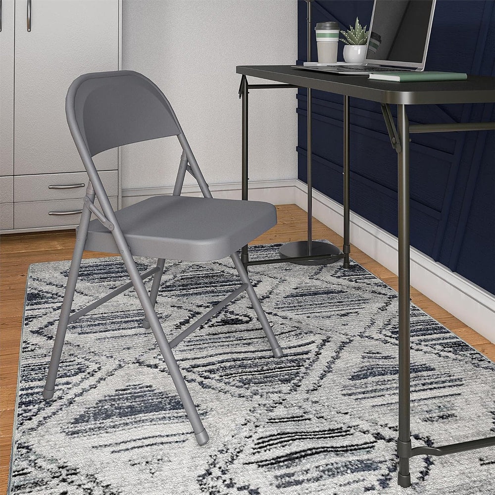 COSCO All-Steel Metal Folding Chair, Full-Sized, Double Braced Gray, 4-Pack