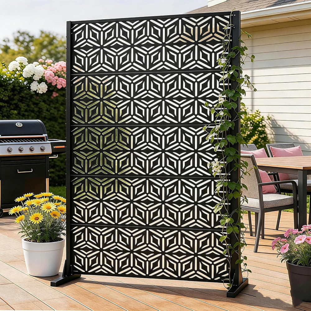 Privacy Screen Outdoor, 72"x44" Room Divider 5-Panel, Freestanding