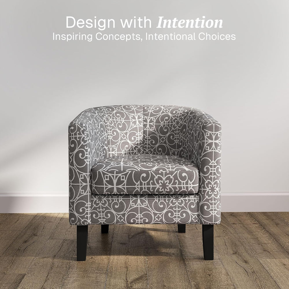 BELLEZE Accent Barrel Chair Set of 2, Linen Round Chair Club Tub Sofa Corner ...