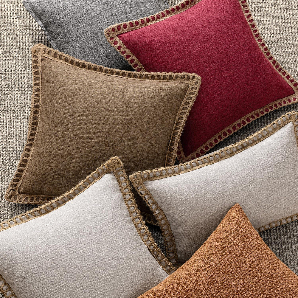 MIULEE Set of 2 Rustic Linen Burlap Throw Pillow Covers 18x18 Brown