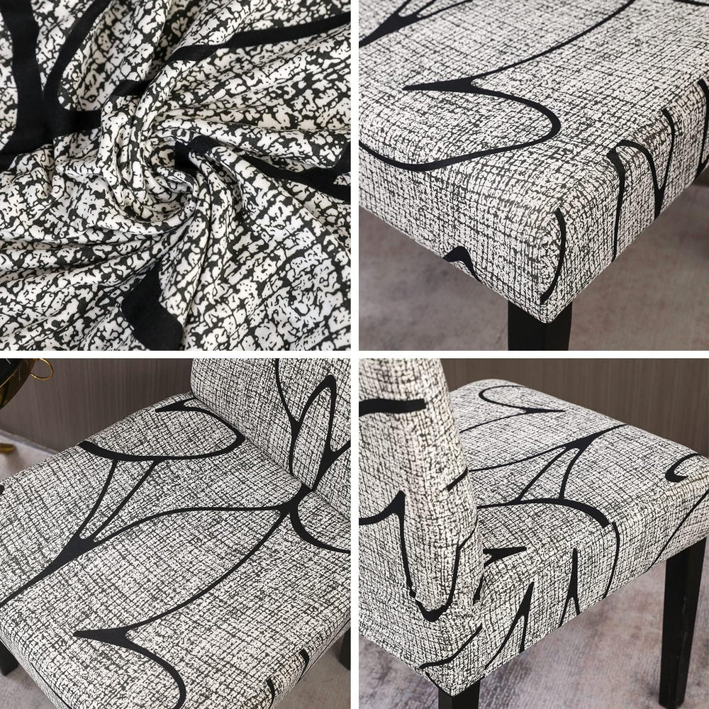 JQinHome Pattern Chair Covers for Dining Room Set of 8, High Stretch Removabl...