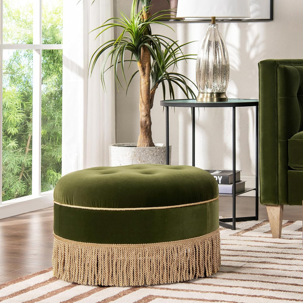 Jennifer Taylor Home Yolanda 24" Round Upholstered Accent Ottoman, Medium