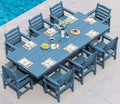 SERWALL 9Pcs 84" HDPE Outdoor Dining Set for 8 with Armchairs,Blue