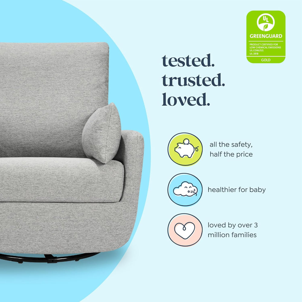 Davinci Juno Swivel Glider, GREENGUARD Gold Certified, Frost Grey