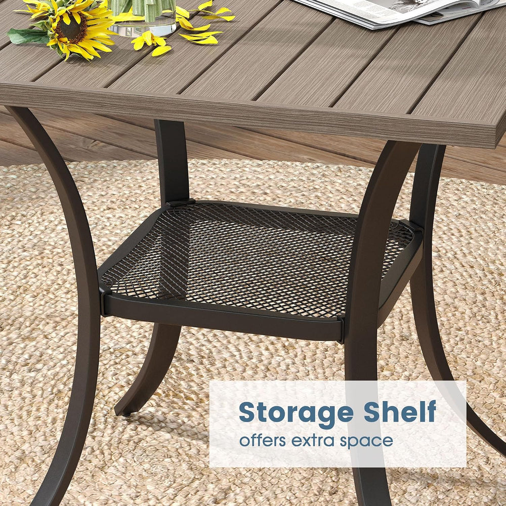 DIFY 3-Piece Outdoor Patio Bistro Dining Set, Grey Wood-Like Small Square Din...
