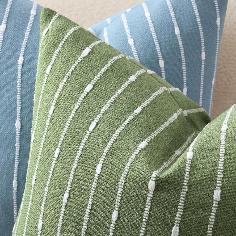 decorUhome Striped Decorative Throw Pillow Covers 22x22 Set of 2, Green
