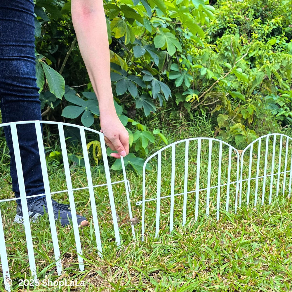 ShopLaLa Decorative Fence (10 Panels) 13in(L) x 16.5in(H) Rustproof White Met...