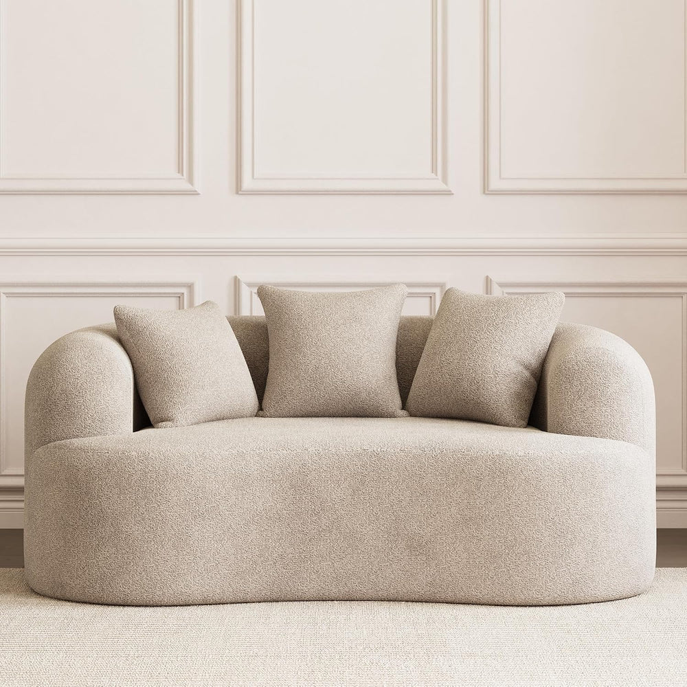 ONEMMLION 69" Modern Curved Loveseat Sofa for Living Room, Light Brown