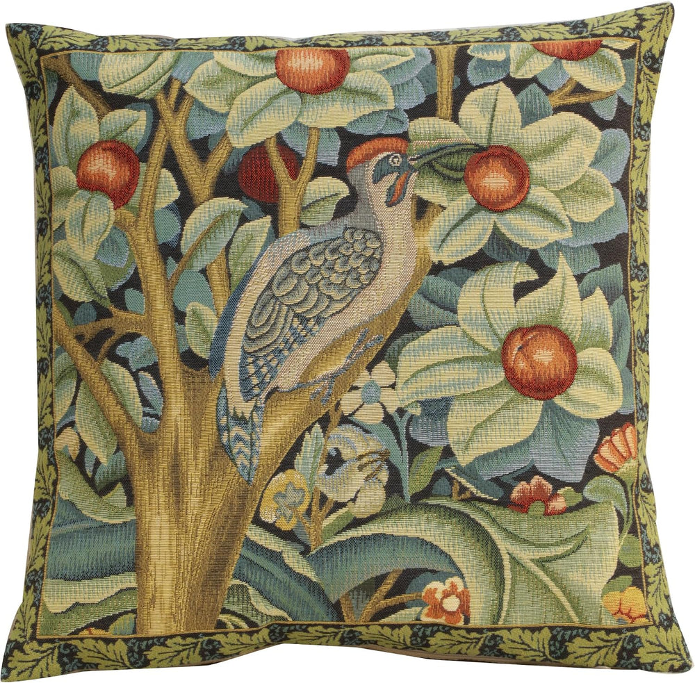 William Morris Woodpecker Right Tapestry Throw Pillow Cover 18 x 18 in