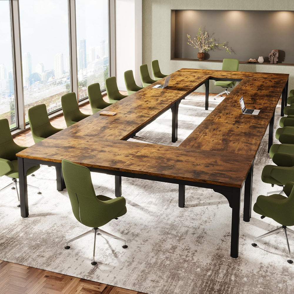 6.56 FT Conference Table, Super Sturdy Large Rectangle Meeting Seminar Table ...