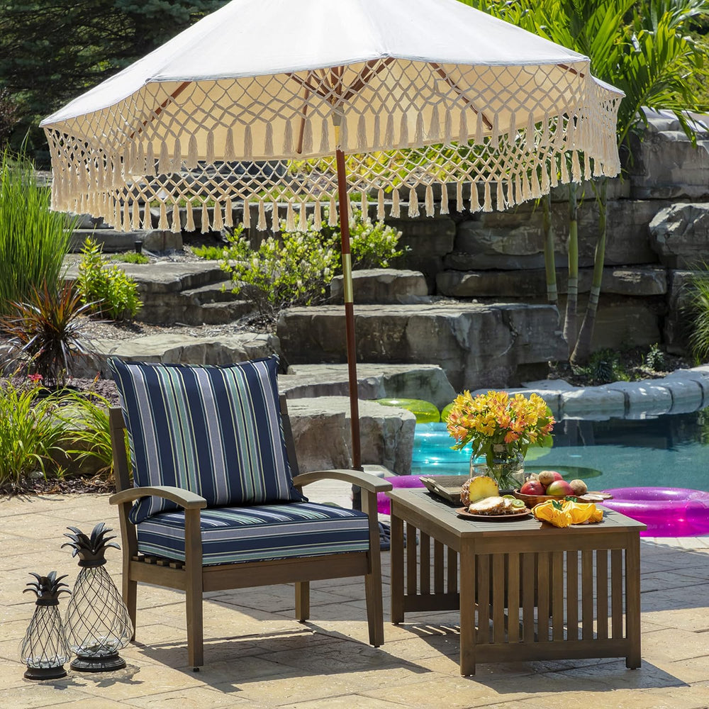 Arden Outdoor Deep Seat Cushion Set, Foam, 2-Pack, 24x24, Blue Stripe