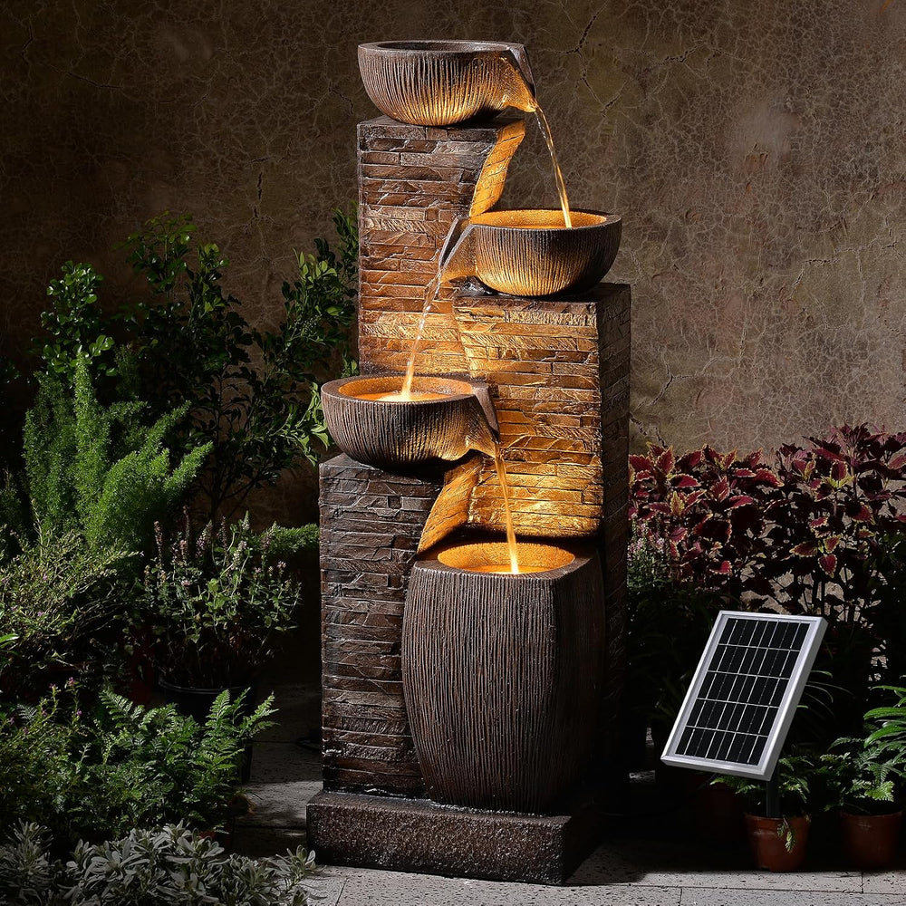 38.2" Tall Solar Powered Water Fountain for Outdoor