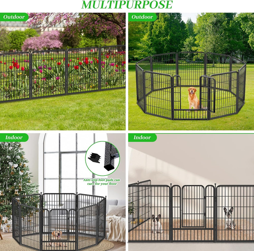 Decorative Black Metal Fencing Garden Fence with Gate, 46ft(L) 32in(H) 20 Fen...