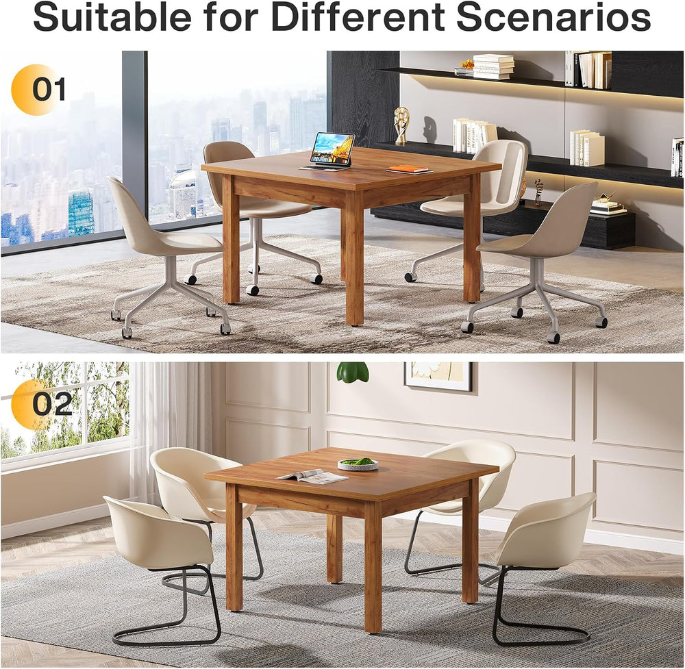 Tribesigns 39'' Square Conference Table, Small Wooden Meeting Room Table
