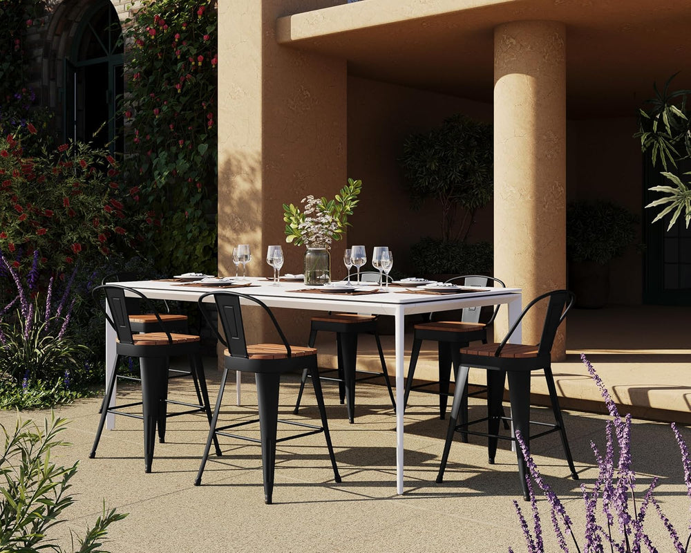 Outdoor Metal Bar Stools Set of 4,26 inch Barstools Counter Height Bar Stool ...