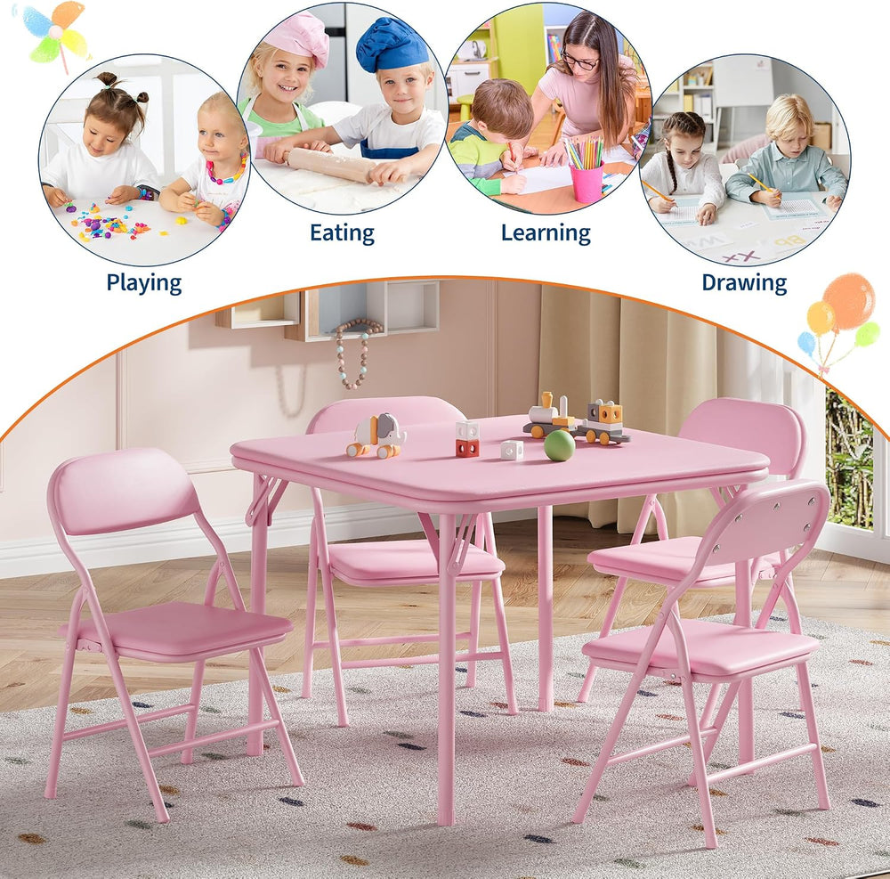 Garvee 5-Piece Folding Table and Chairs for Boys and Girls