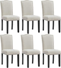 Yaheetech Dining Chairs Set of 6 Upholstered High Back Kitchen Chairs Beige