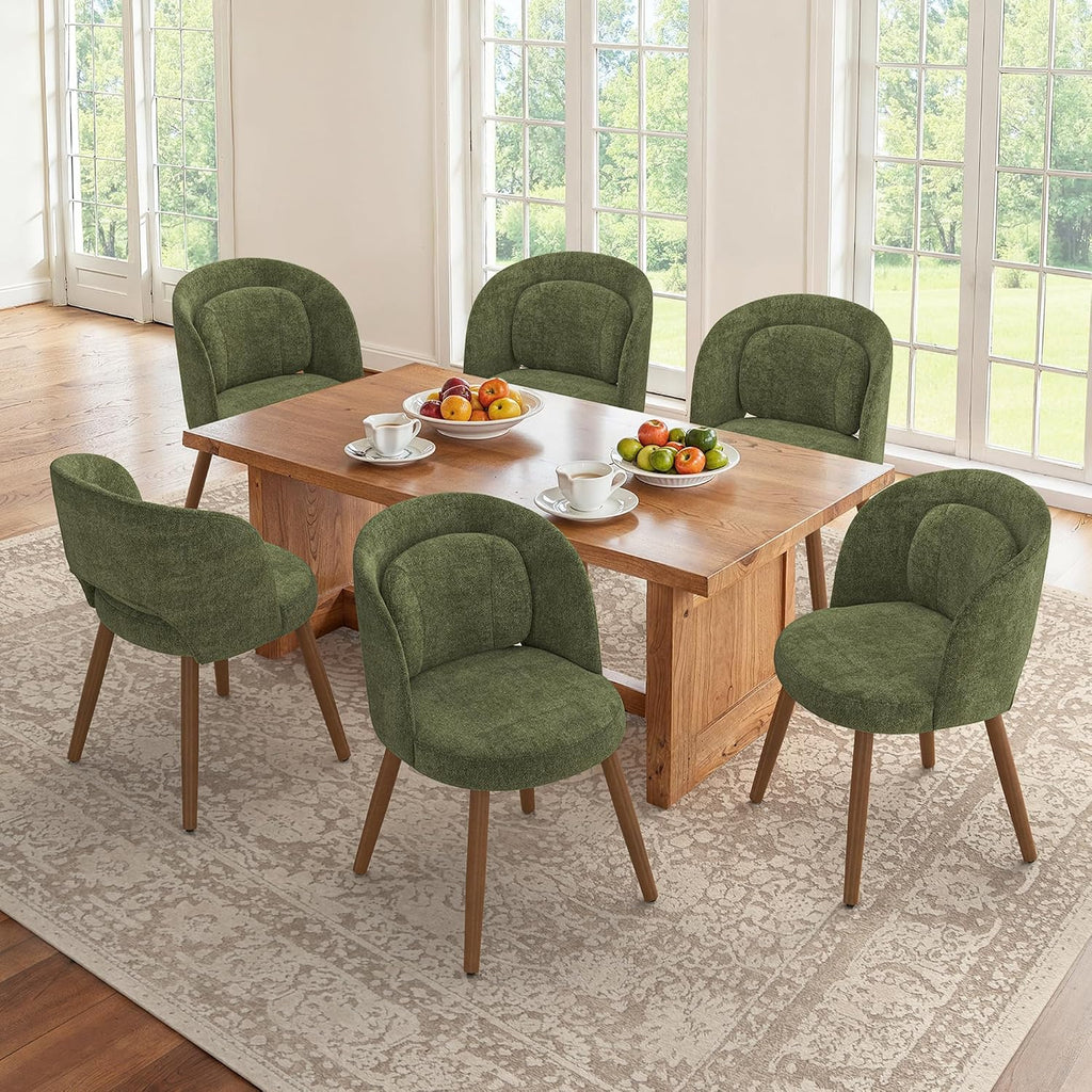 LUE BONA Dining Chairs Set of 6 with Lumbar Support, Green