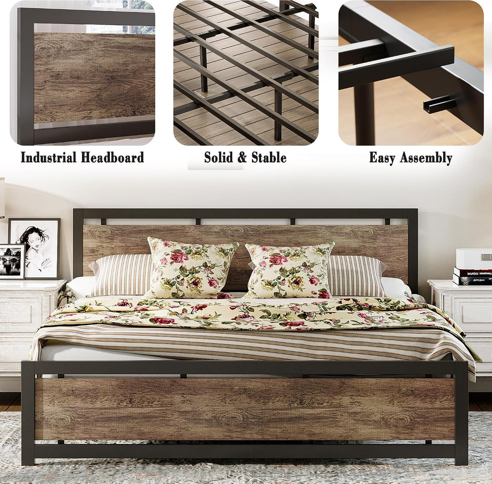 LIKIMIO King Size Bed Frame with Headboard and Footboard