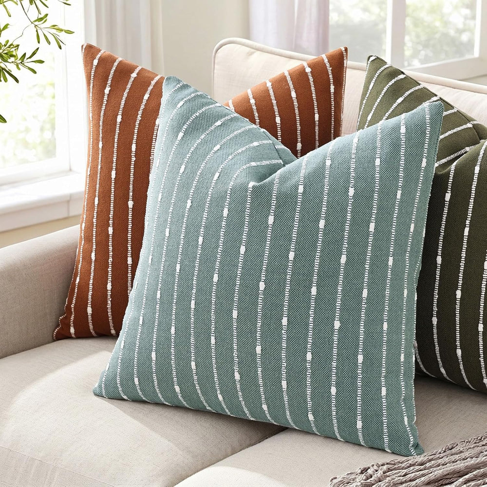 decorUhome Striped Decorative Throw Pillow Covers 24x24 Set of 2, Teal