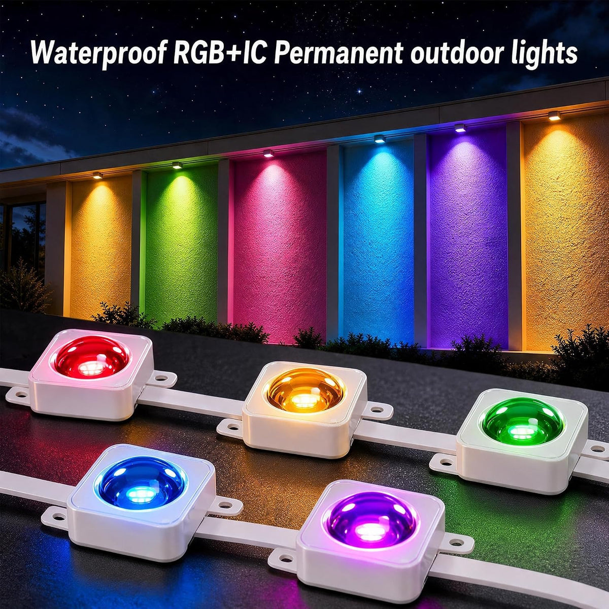 Permanent Outdoor Lights 150ft RGB+IC Outdoor String Lights App&Voice Control,IP67 Waterproof,100 Scene Modes Decoration for Home Christmas,Halloween,Holiday Decor,Timer Function