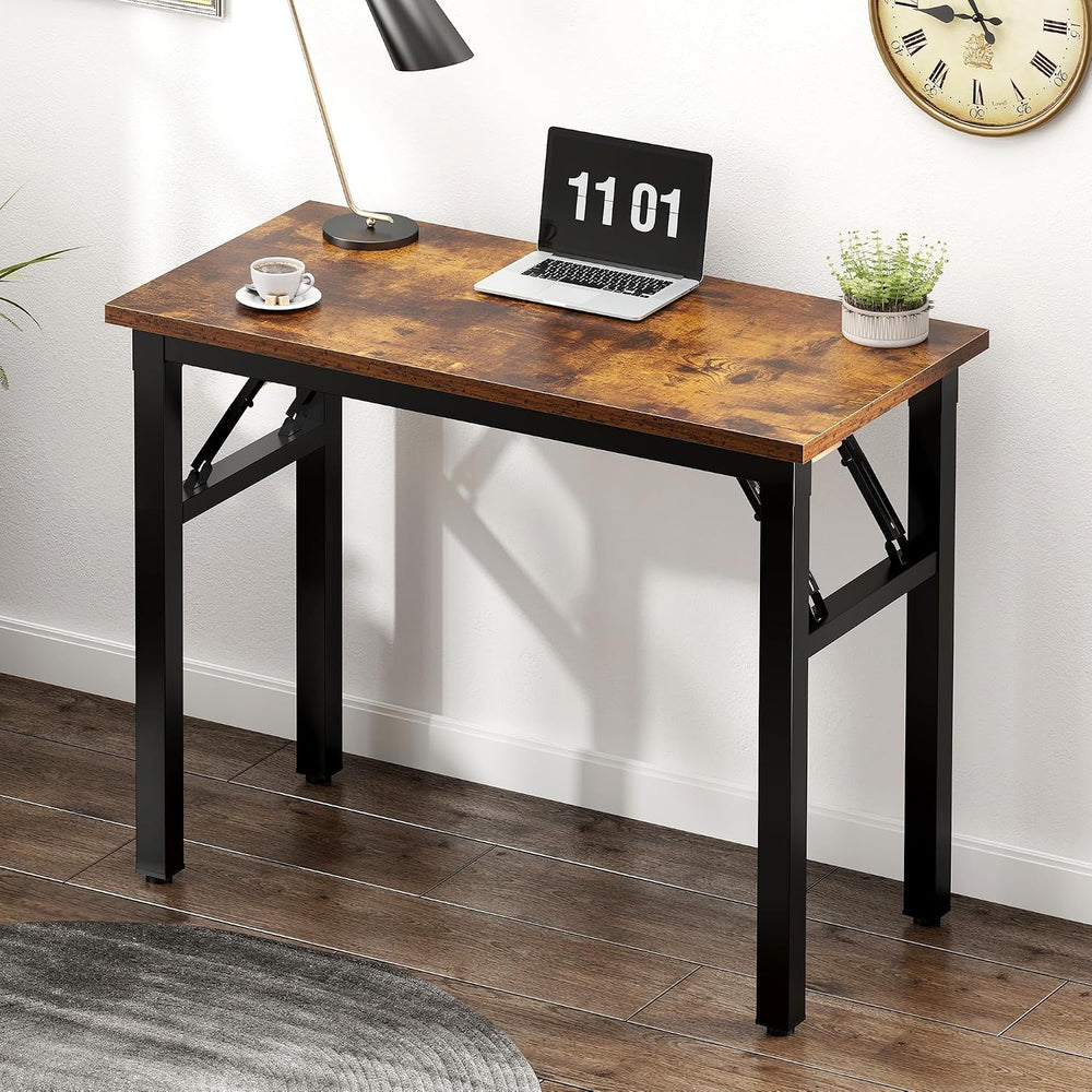 Need Small Folding Computer Desk, 31.5 Inch Writing Table, Rustic Brown