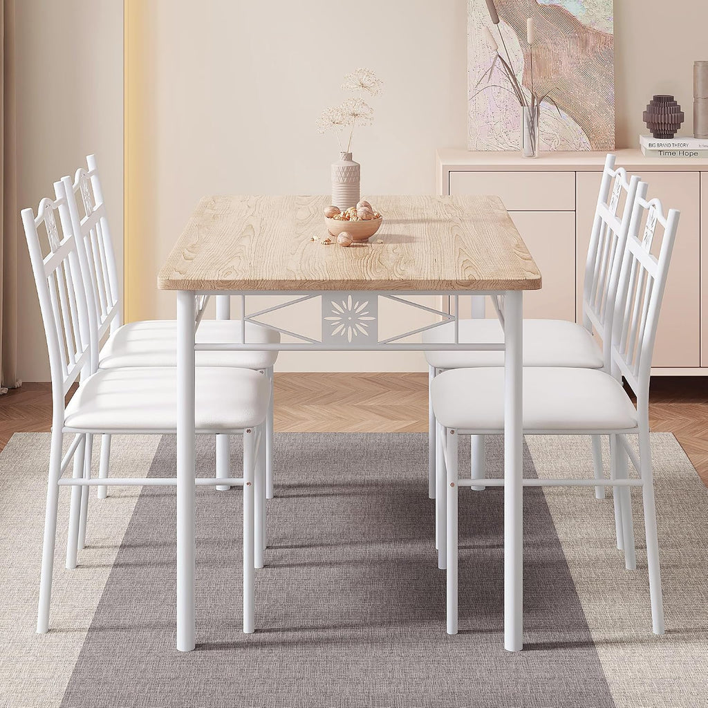 vecelo 5 piece dining table set for 4, close-up detail