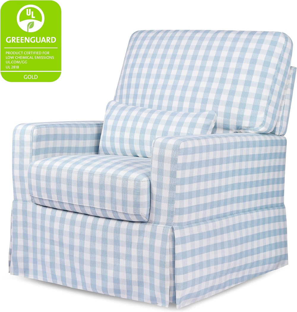 NAMESAKE Crawford Pillowback Comfort Swivel Glider, Blue Gingham