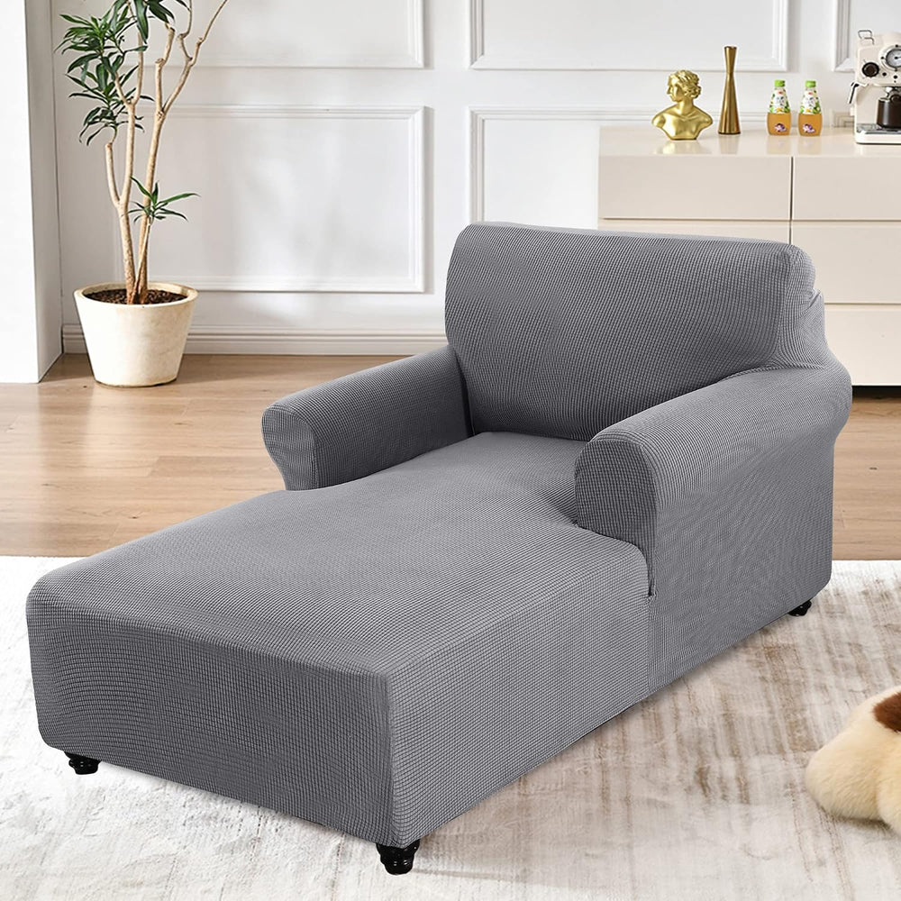 Chaise Lounge Cover Stretch Sofa Chaise Chair Cover with Armrests