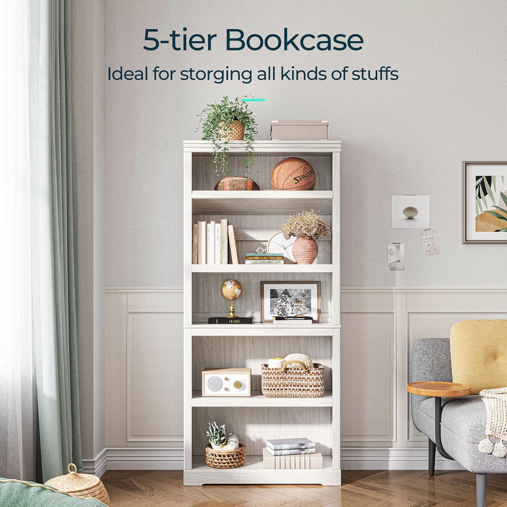 linsy home 5-shelf bookcase, bookshelves floor standing storage, side view