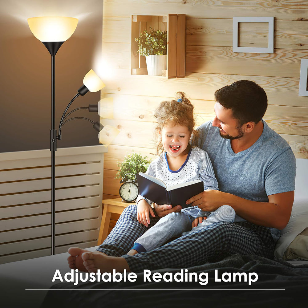 Floor Lamp Black, Standing Lamp, 71" Torchiere Floor Lamp with Adjustabl...