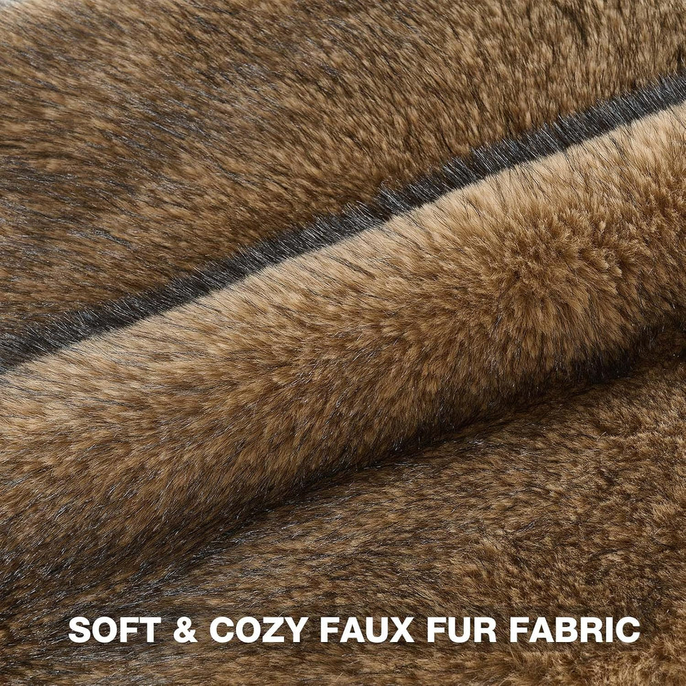 FUTEI Pack of 2 Faux Raccoon Fur Throw Pillow Covers 45 x 45 cm, Tawny
