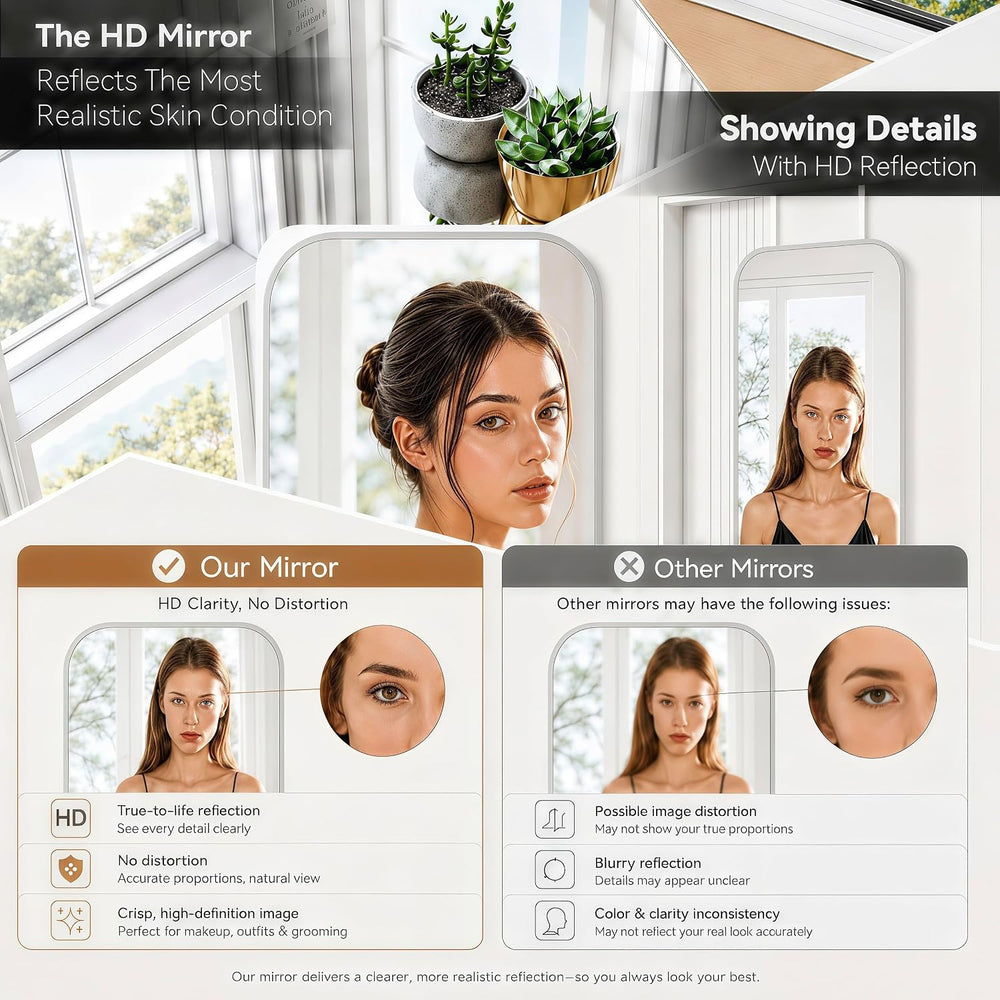 47x14" Full Length Mirror Over the Door Hang or Wall Mounted Silver