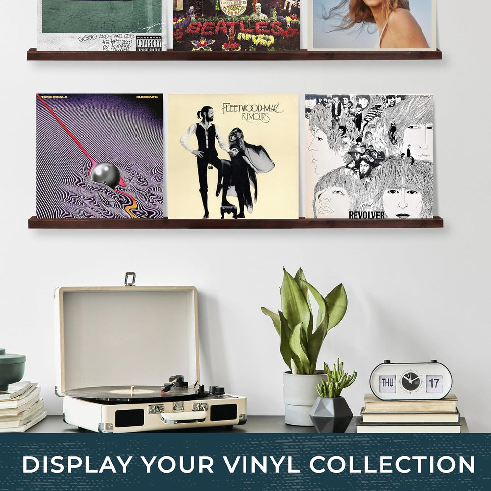 Ilyapa Vinyl Wall Mount Record Shelf - 39.5in, Holds 6 Records, Espresso
