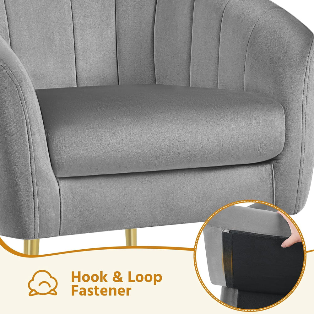 Yaheetech Barrel Accent Chairs Set of 2, Modern Cozy Vanity Chairs, Gray