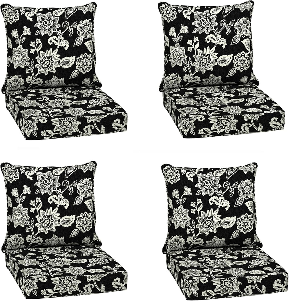 Arden Outdoor Deep Seat Cushion Set, 4-Pack, 22x24, Black Jacobean