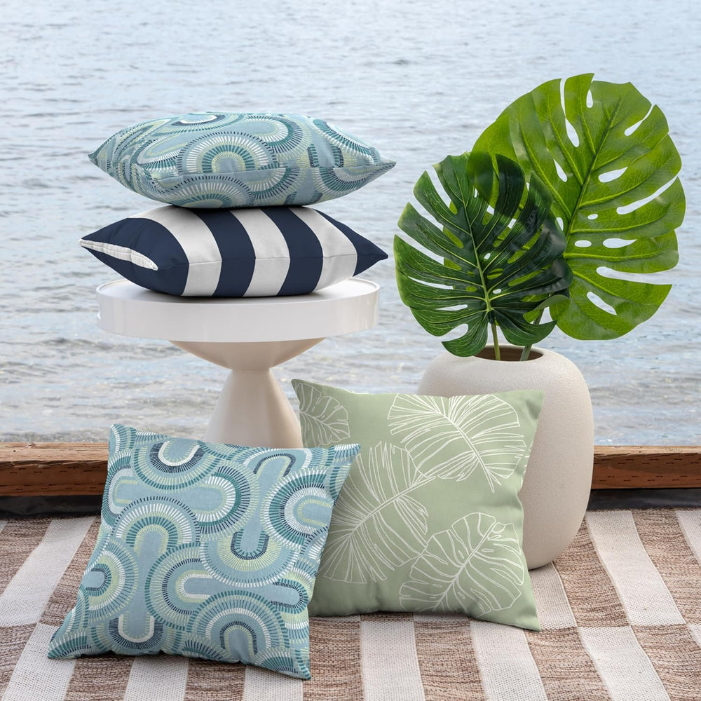 Arden Outdoor Toss Pillow, 2-Pack, 16x16, Coastal Green Leaf
