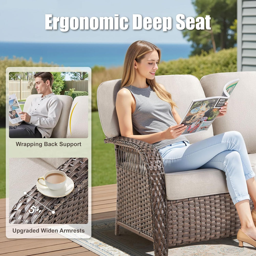 5 Pieces Patio Furniture Set Swivel Chairs, All Weather Wicker Swivel Rocker ...