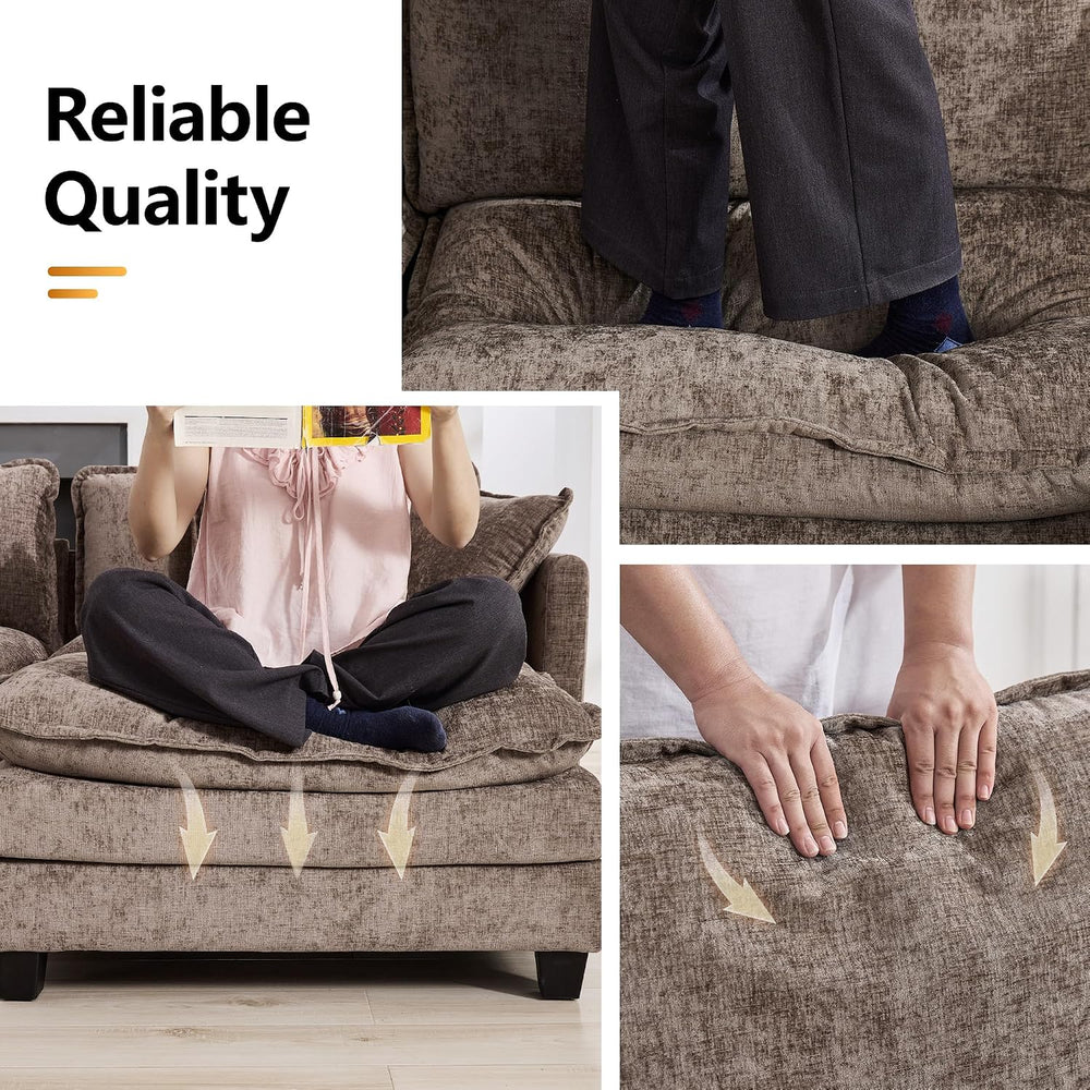 35‘’ Modern Chenille Cloud Sofa Ottoman,Rectangle Ottoman for Modular Section...