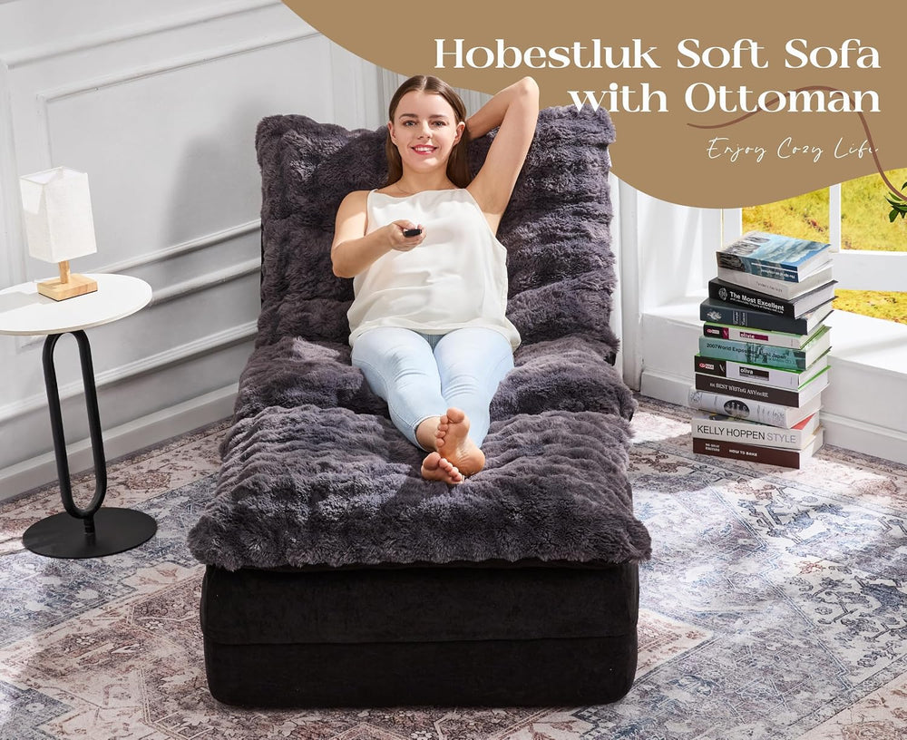 Hobestluk Small Couch Sofa Chaise Lounge Chair Recliner Chair with Footrest