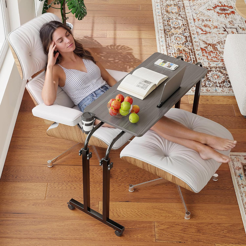 Furist Overbed Table with Wheels, Adjustable Height and Length Over Bed Desk,...