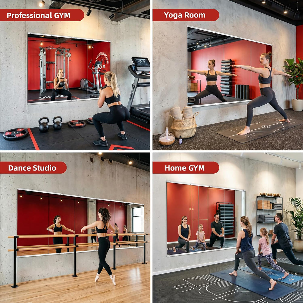 Home Gym Mirror for Wall, 50"x25"-3PCS Frameless Tempered Glass Mirror