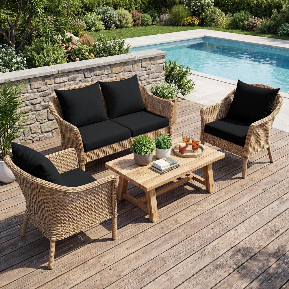 UNIKOME Outdoor Seat Cushions 24 X 24 Inch - Water-Resistant & Fade Resis...