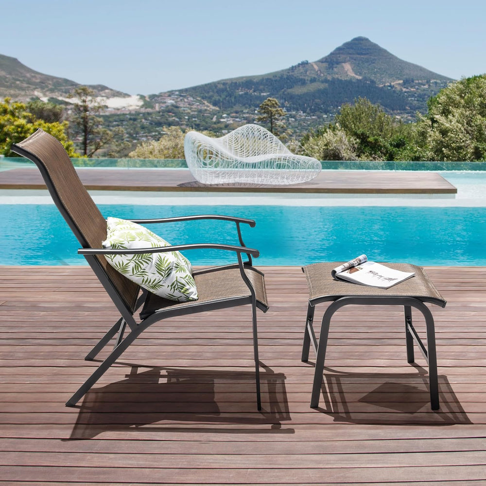 NUU GARDEN Outdoor Patio Chair, Patio Dining Chair with Ottoman, All-Weather ...